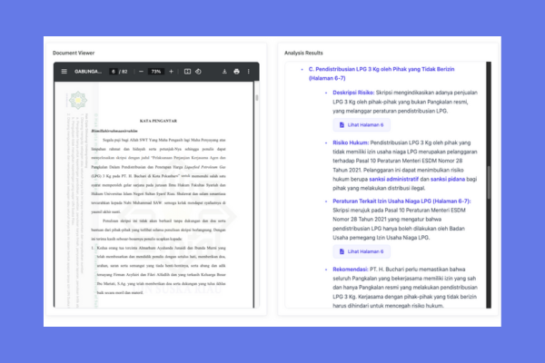 Document analysis showing a source PDF and linked findings